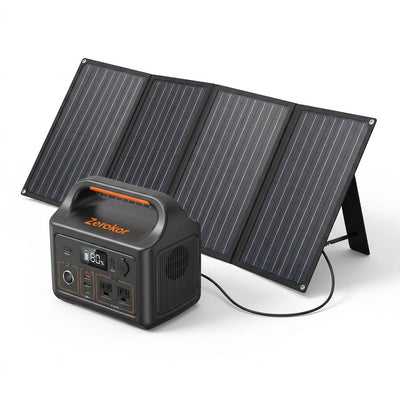 Portable Solar Generator Built for Backup Power, 300W Station, 40W Foldable Panel, 280Wh Battery, AC Outlet