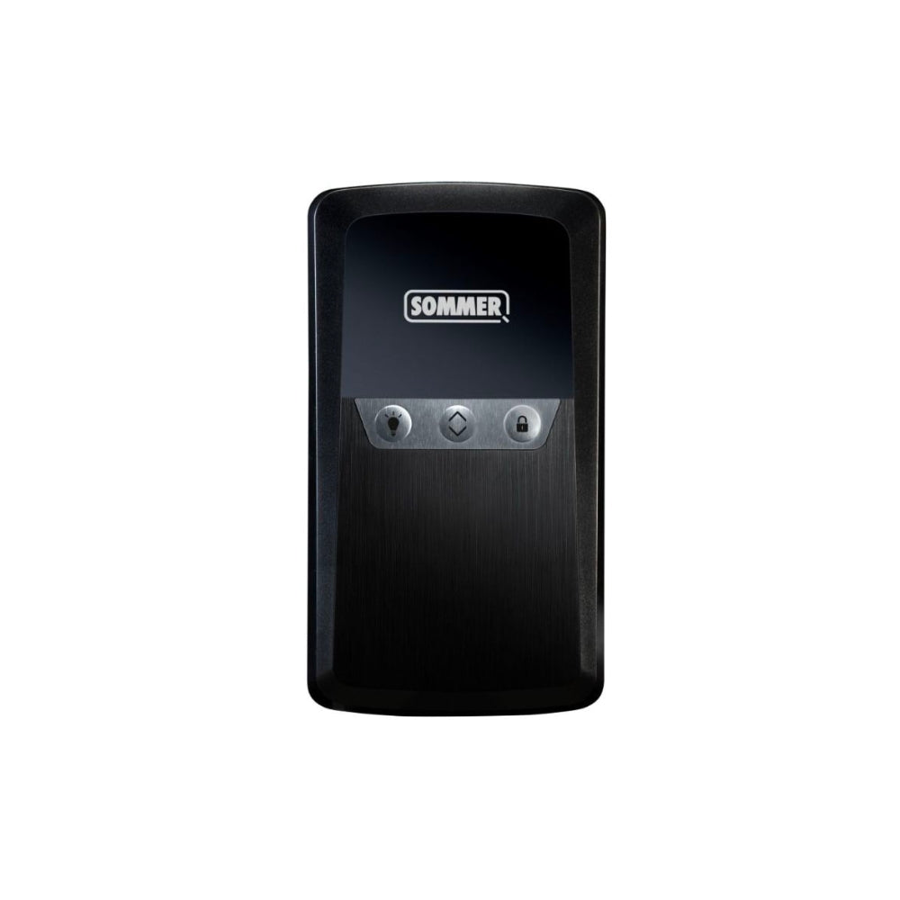 Sommer remote-mount control housing with integrated buttons fitted in a garage