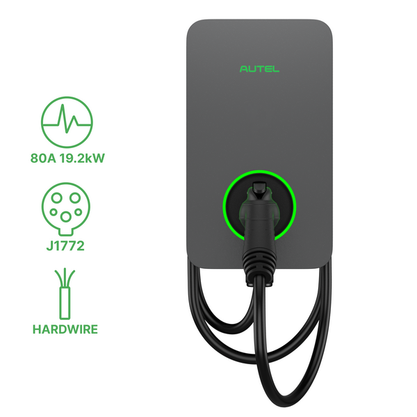 Autel MaxiCharger 80A residential EV charger wall unit with green status ring, front view
