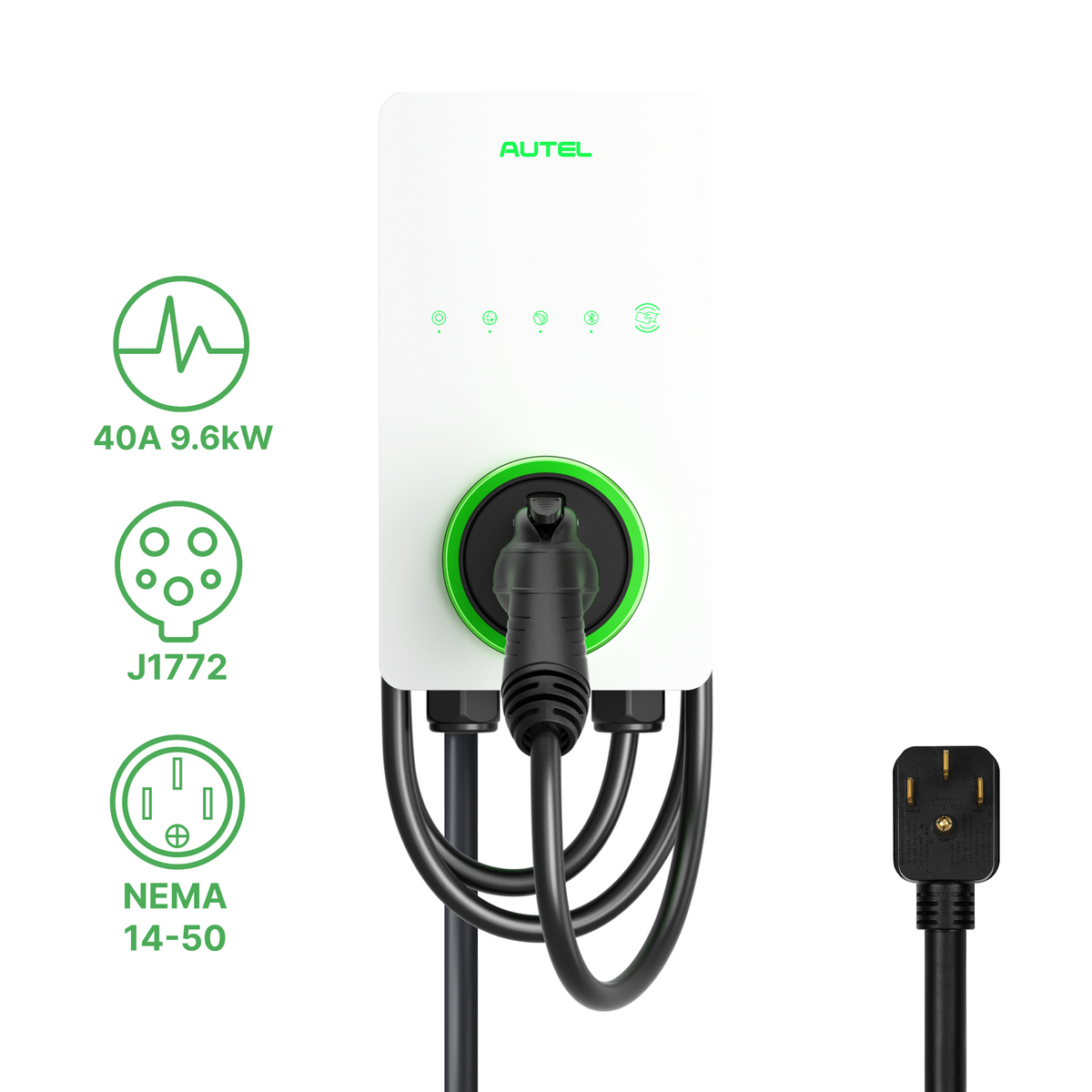 Autel AC Lite Home 40A 9.6kW plug-in EV charger with 25 ft cable and J1772 connector