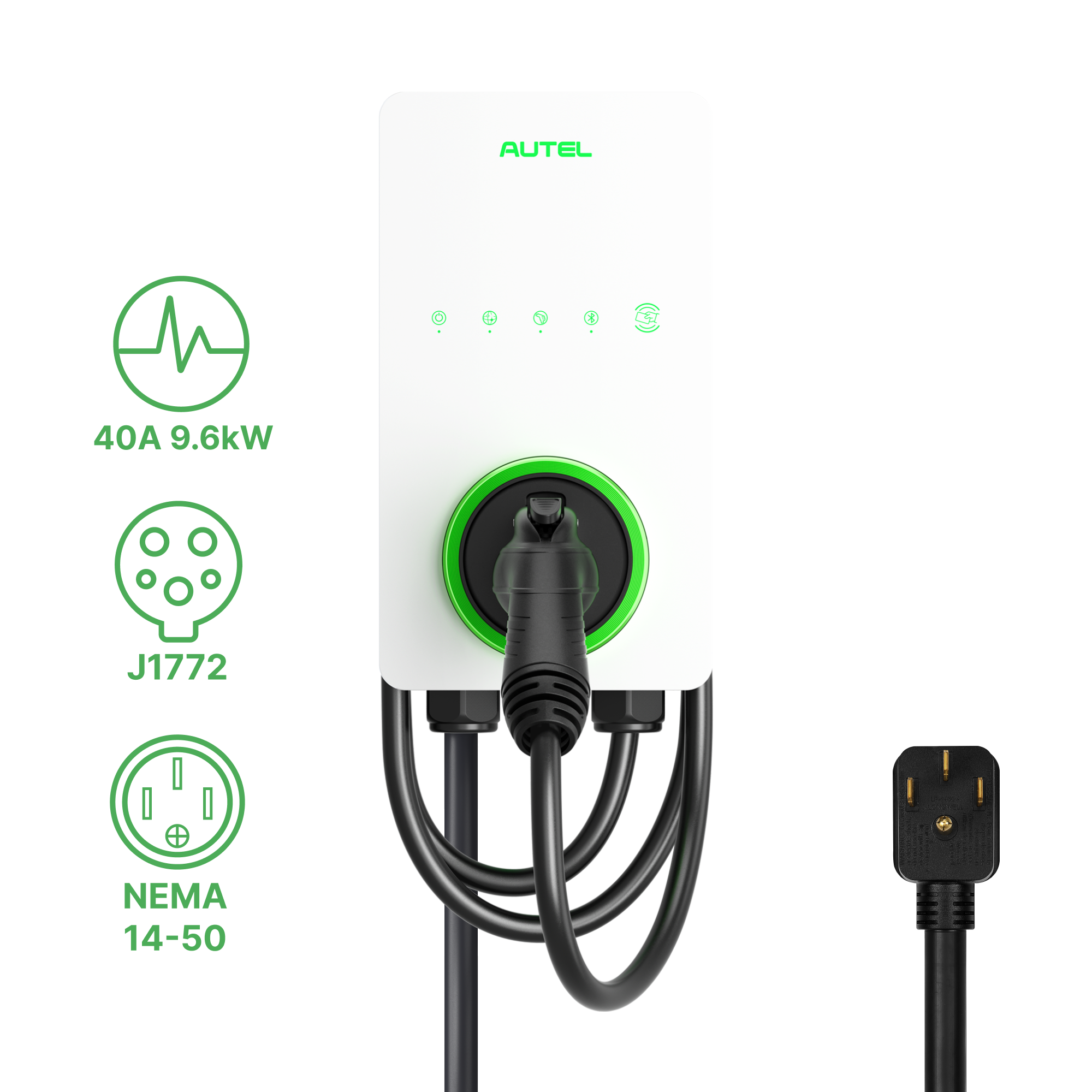 Autel AC Lite Home 40A 9.6kW plug-in EV charger with 25 ft cable and J1772 connector