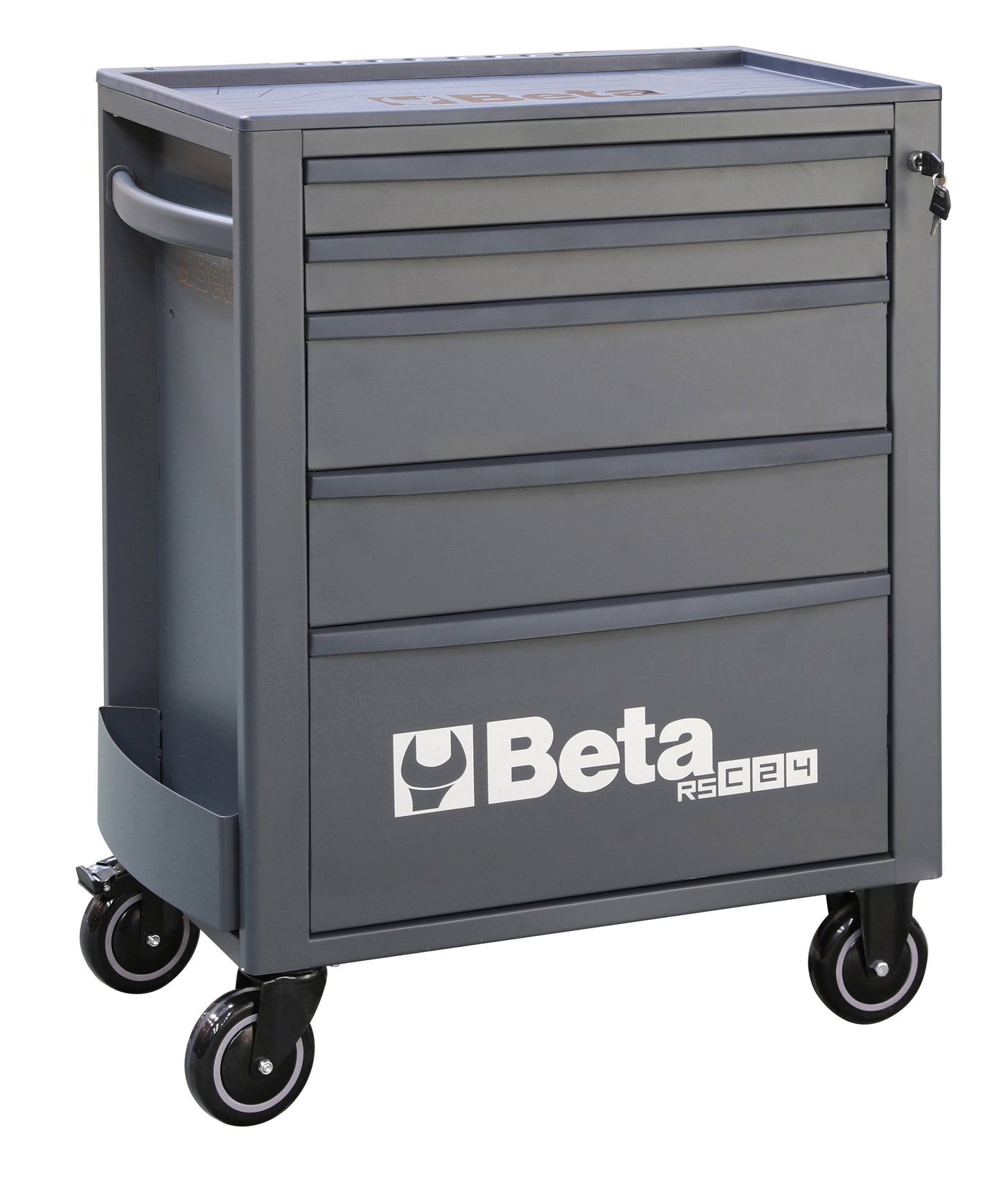 Beta RSC24 five-drawer rolling tool cabinet in all-grey, with white Beta RSC24 branding