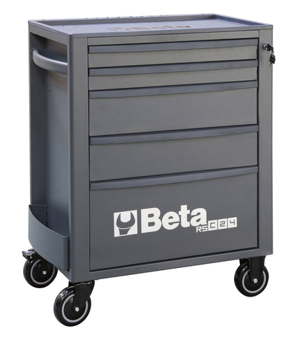 Beta RSC24 five-drawer rolling tool cabinet in all-grey, with white Beta RSC24 branding