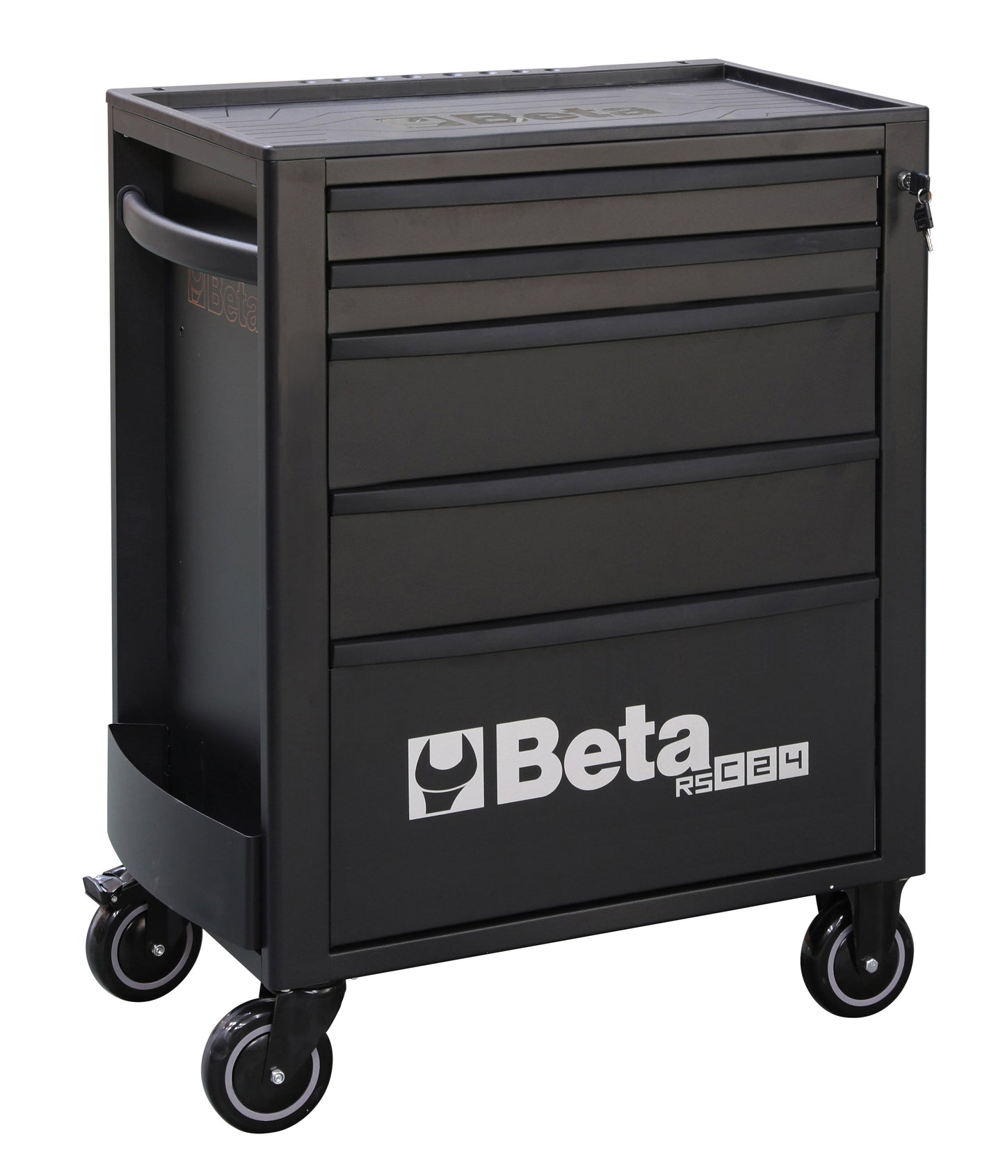 Beta RSC24 five-drawer rolling tool cabinet in matt black with silver Beta RSC24 branding