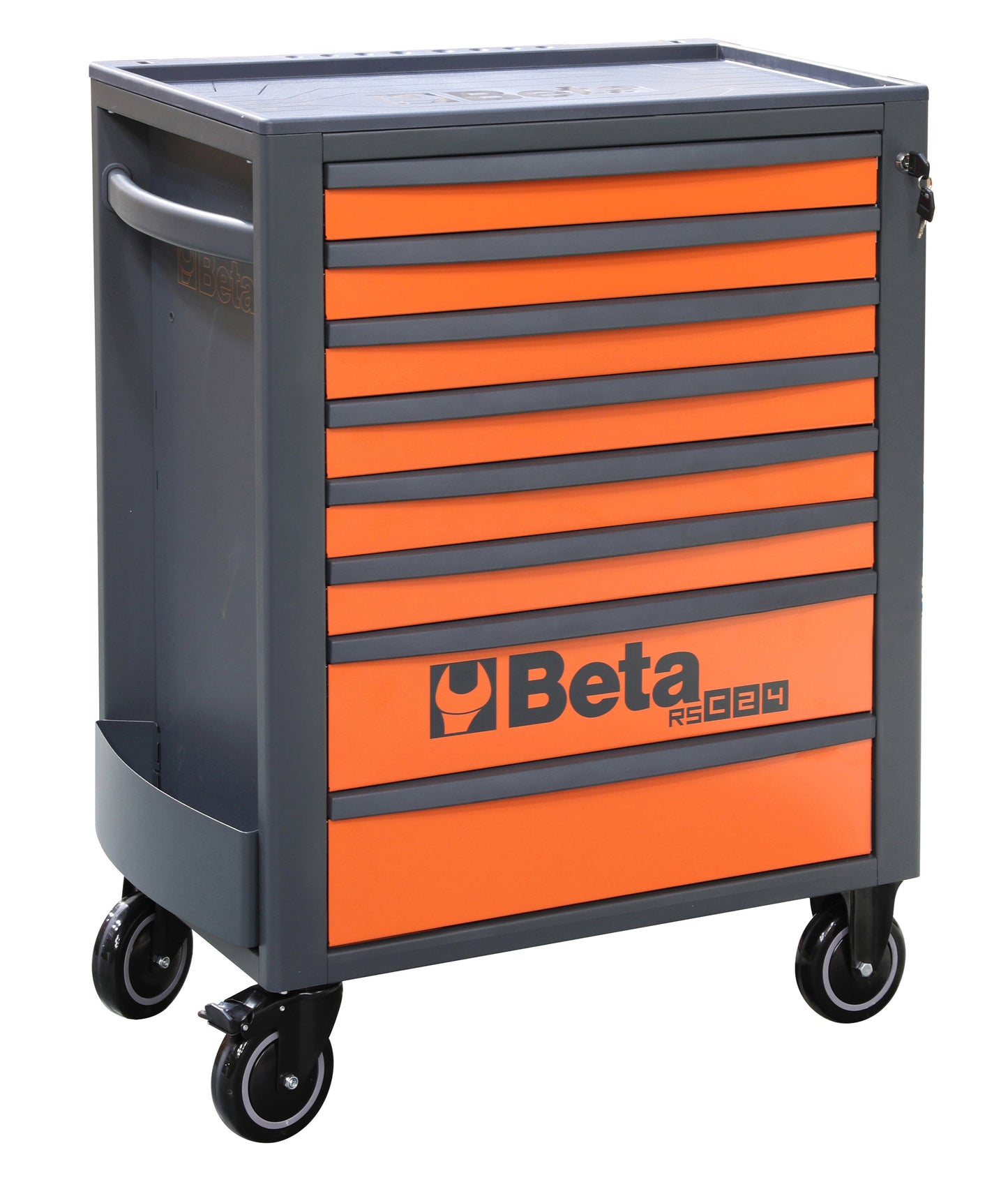 Beta RSC24 eight-drawer rolling tool cabinet in orange, the deepest drawer configuration