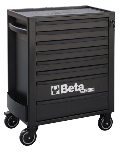 Beta RSC24 eight-drawer rolling tool cabinet in matt black with white RSC24 branding
