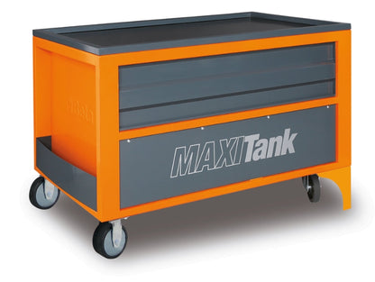 Rear view of the Beta C30M Maxi Tank workbench showing the sliding side panels and casters