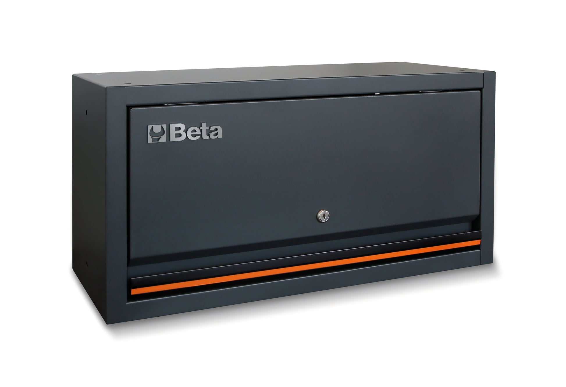 C45PRO wall-mounted cabinet module with a lockable drop-down door and orange trim