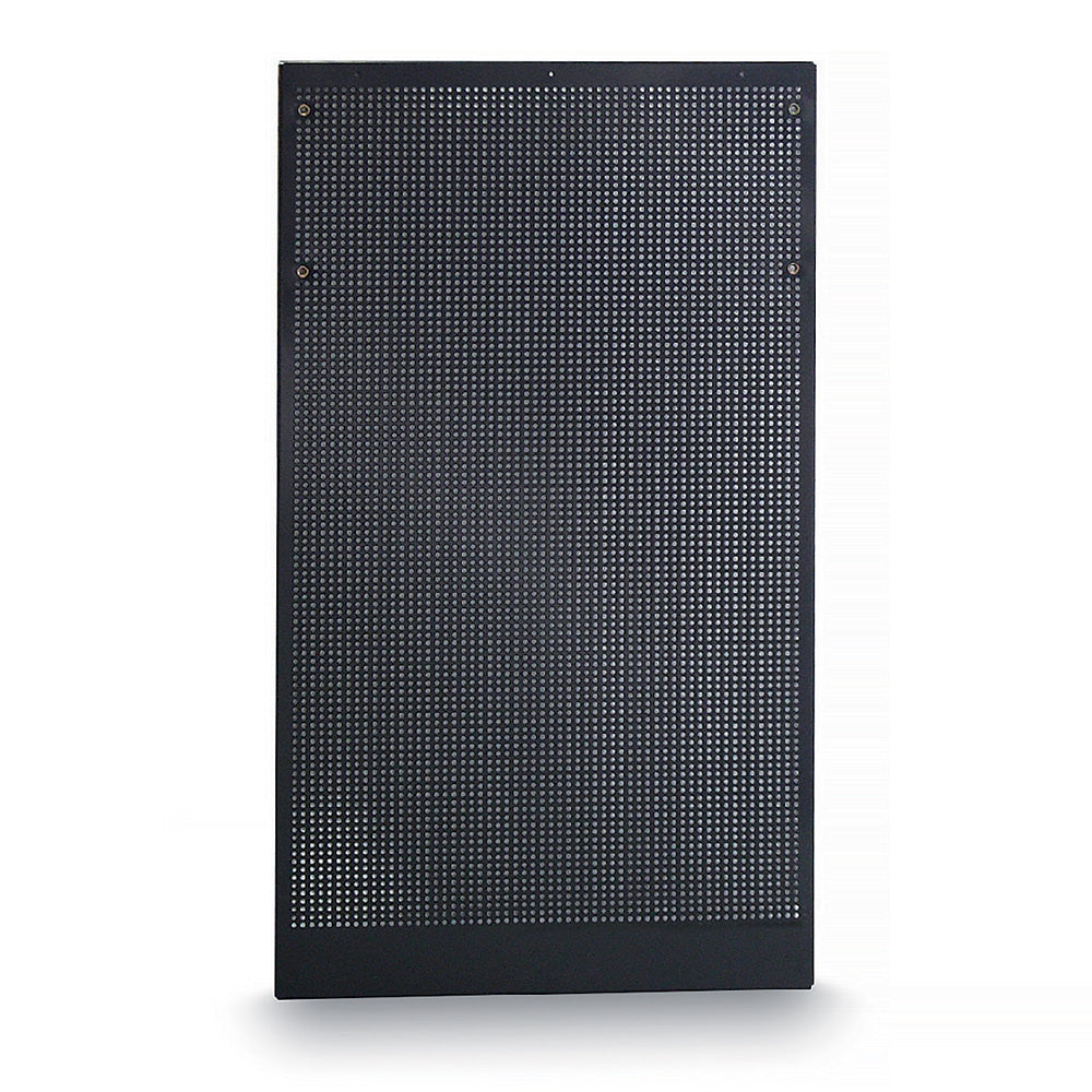 C45PRO perforated steel tool panel for hooks and holders, mounted on wall brackets