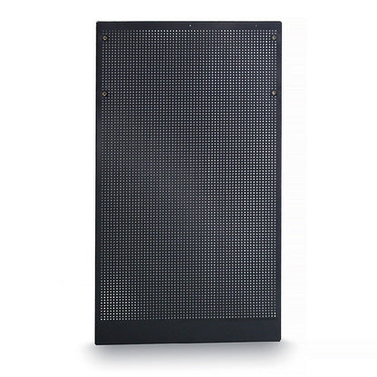 C45PRO perforated steel tool panel for hooks and holders, mounted on wall brackets