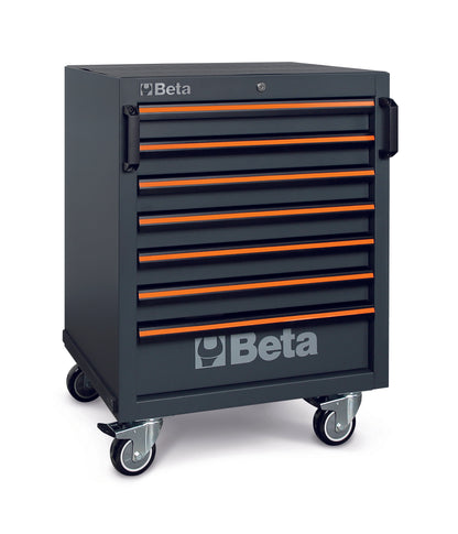 C45PRO seven-drawer roller module on casters that rolls out from under the worktop
