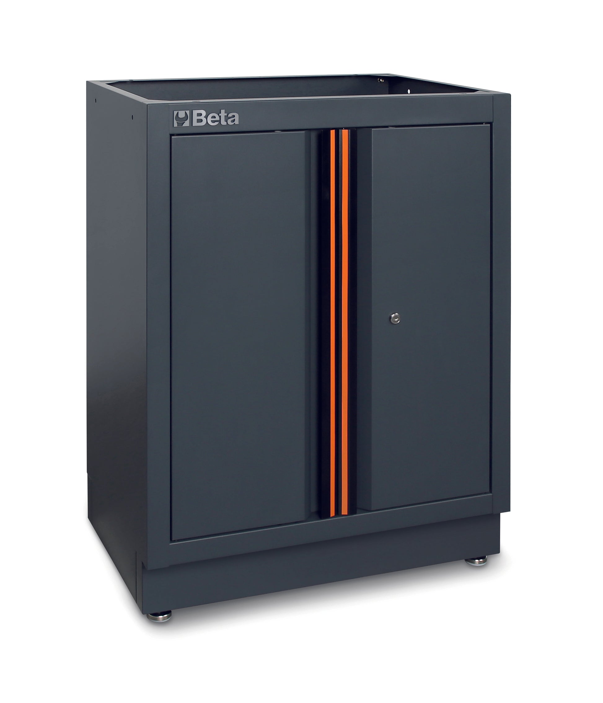 C45PRO two-door floor cabinet module with a keyed lock and adjustable levelling feet