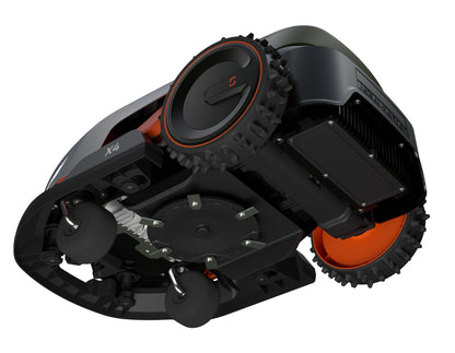 Underside of the Sunseeker X4 showing the floating cutting disc and blades