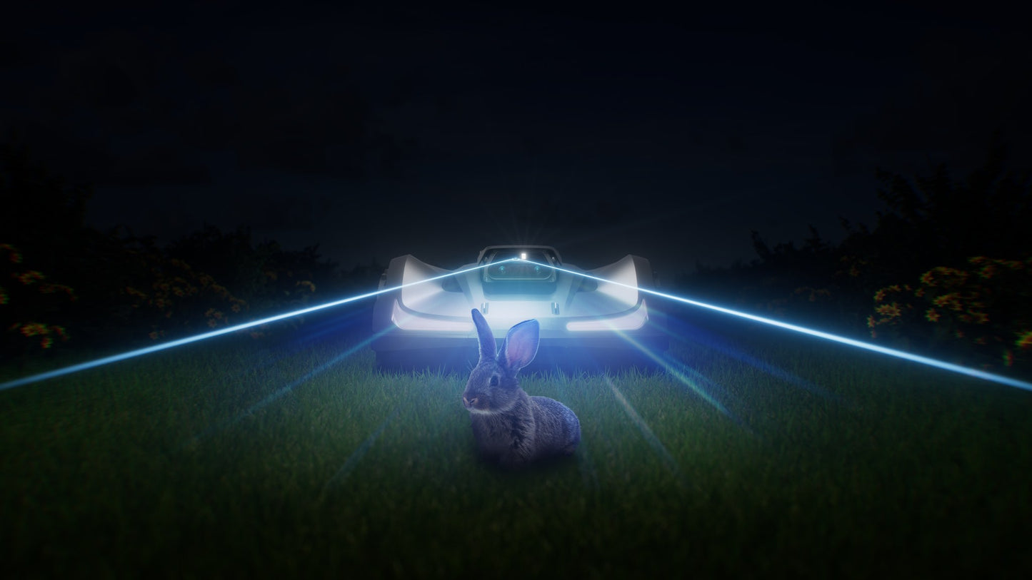 Sunseeker X7 Gen 2 detecting an animal on the lawn while mowing after dark