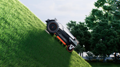 Sunseeker X9 Plus climbing a steep grass slope
