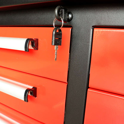 10 ft Steel Workbench Cabinet, 35 Drawer Garage Tool Storage System