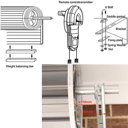 Automatic Roll up Door Opener,Commerial Garage Roller Door Opener with 4 Remote Powerful 1000N Motor 22M² Rolling OZ