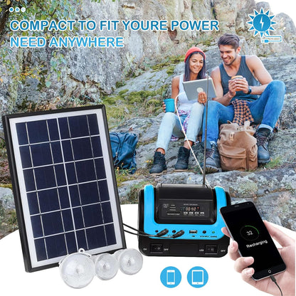 Solar Generator,Portable Power Station with Panel,Portable Power Bank Supply with Flashlight,Emergency Generator Solar Powered for Home Use Camping Travel Emergency(Blue)