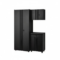 Regular Duty Welded 54.5 In. W X 75 In. H X 19.6 In. D 21-Gauge Steel 3-Piece Garage Storage System in Black