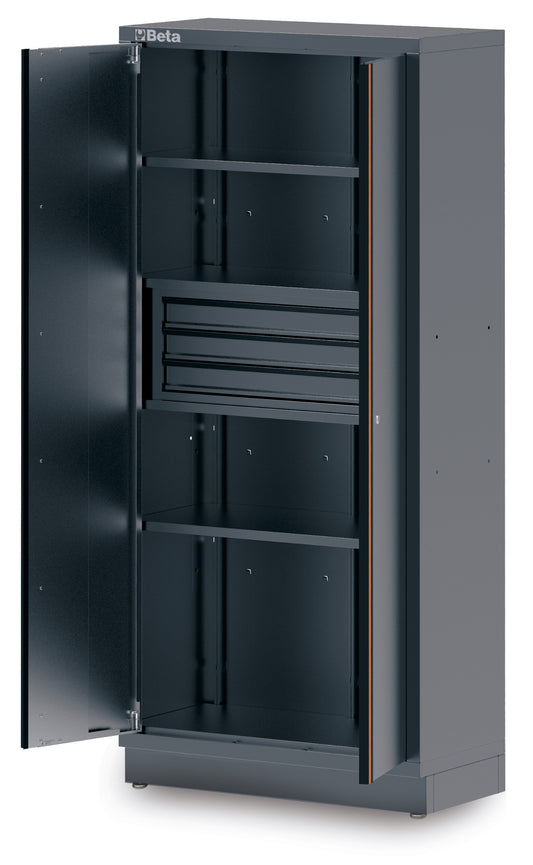 Beta C45PRO 2.0 AS2/3C — Sheet metal two-door tool cabinet with 3 drawers and bracket — Beta product photography