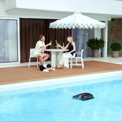 AquaSense 2 Pro skimming leaves from the pool surface