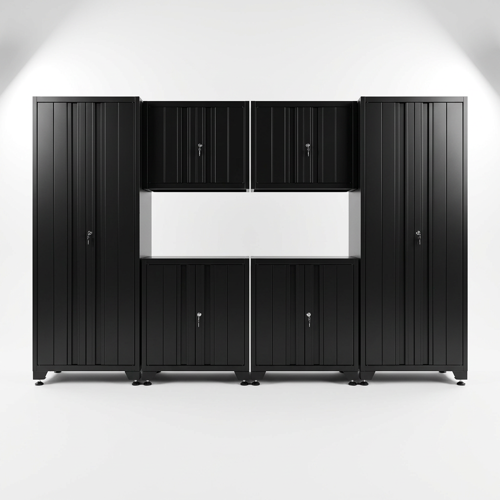Garage Storage System Built for Organization, Welded Steel Construction, Pre-Assembled, 6-Piece Set — Studio Shot