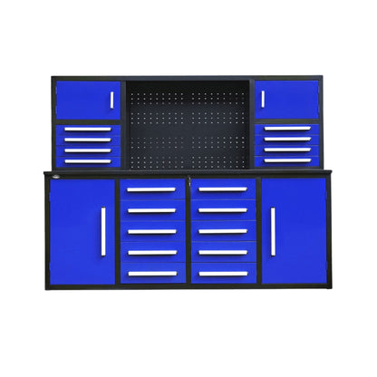 7 ft Garage Workbench Cabinet (18 Drawers & 4 Cabinets & Pegboard)
