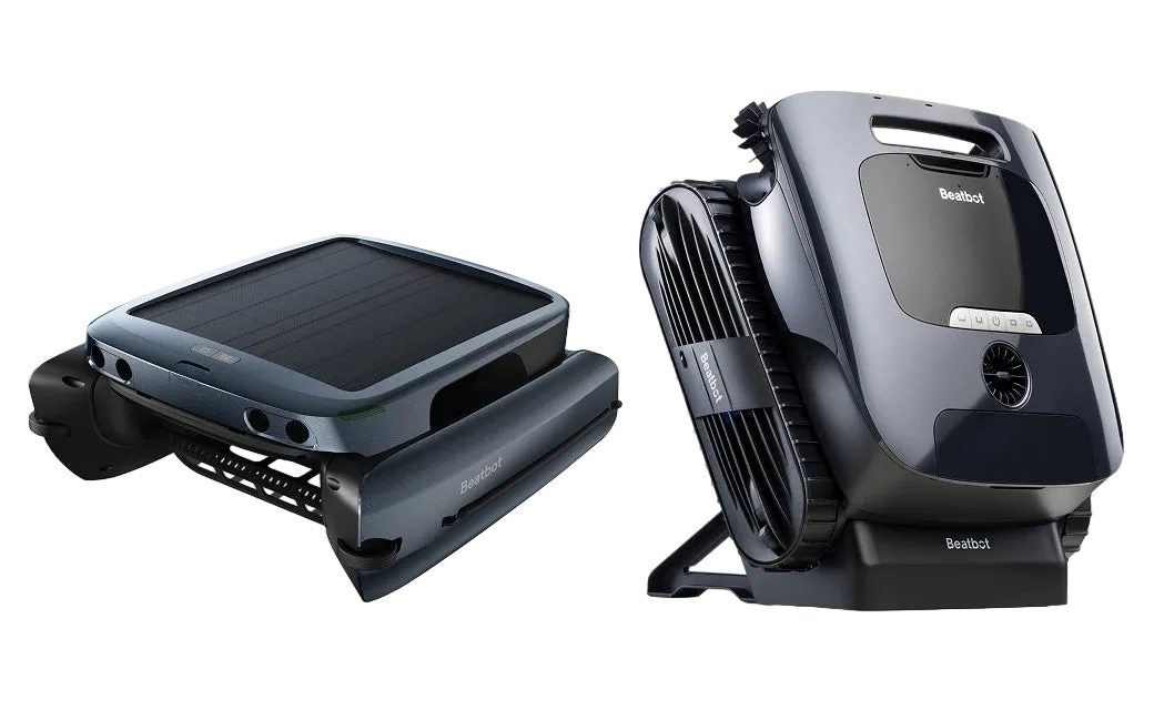 Two views of the Beatbot AquaSense 2 Ultra robotic pool cleaner