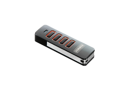 Sommer Pearl 4-button garage door remote, angled view