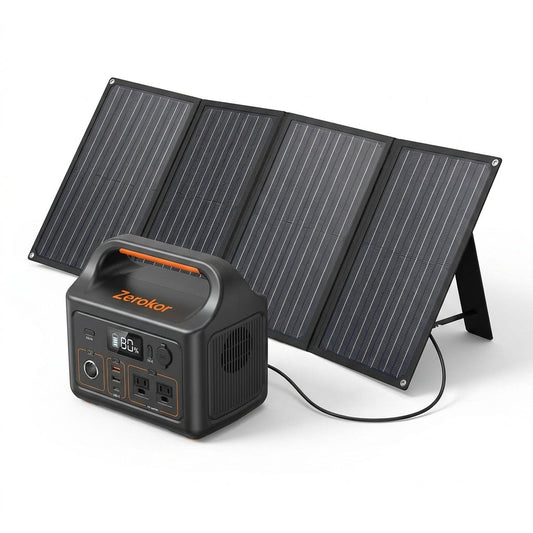 Portable Solar Generator with Panel, 300W Power Station with Foldable Solar Panel 40W, 110V AC Outlet 100W Camping Portable Solar Power Bank Battery Pack for Home Use RV Outdoor Laptop Power Outage — Studio Shot