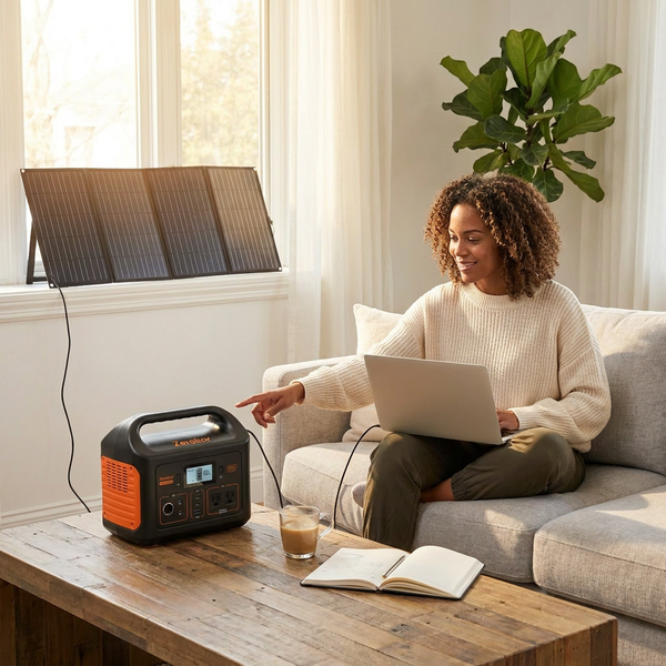 Portable Solar Generator Built for Backup Power, 300W Station, 40W Foldable Panel, 280Wh Battery, AC Outlet