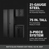 Regular Duty Welded 54.5 In. W X 75 In. H X 19.6 In. D 21-Gauge Steel 3-Piece Garage Storage System in Black — Results & Stats