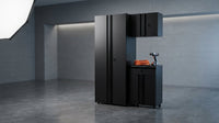 Regular Duty Welded 54.5 In. W X 75 In. H X 19.6 In. D 21-Gauge Steel 3-Piece Garage Storage System in Black — Lifestyle