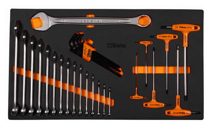 Beta 5924 tray of combination wrenches, folding hex key set and T-handle hex and Torx keys