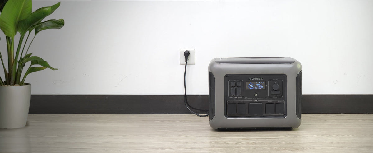 ALLPOWERS R2500 2500W / 2016Wh LiFePO4 portable power station — recharging from a household wall outlet