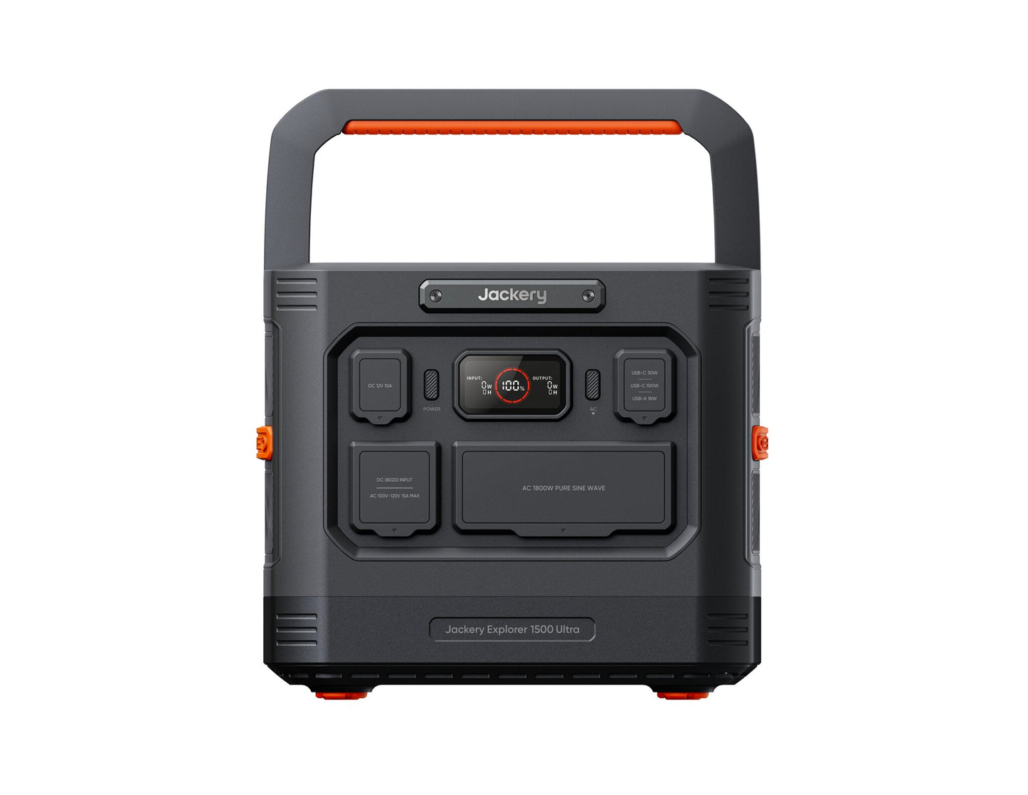 Jackery Explorer 1500 Ultra side view showing the ventilated cooling panel and orange accent strap