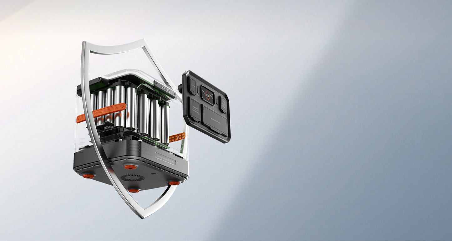 Exploded diagram of the Jackery Explorer 1500 Ultra revealing its LiFePO4 battery cells and control board