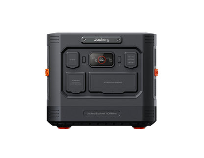 Jackery Explorer 1500 Ultra portable power station front view showing AC, USB-C and DC ports