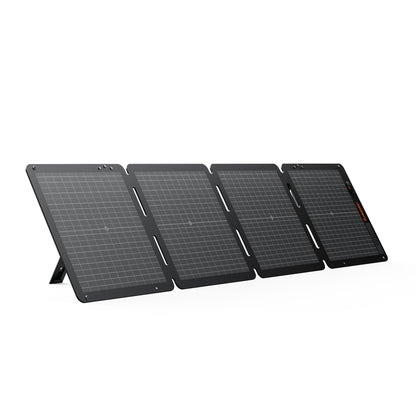 Jackery 100W Air solar panel unfolded on white background showing four folding cell segments