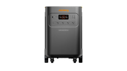 Jackery Explorer 5000 Plus power station front view with LCD display and four US NEMA AC outlets