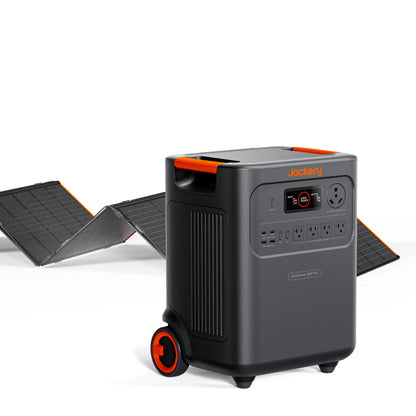 HomePower 3600 Plus power station bundled with folded SolarSaga 500X solar panel on white background
