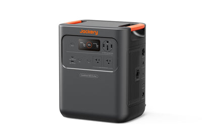 Three-quarter angle view of HomePower 3600 Pro Max power station showing front and side ports