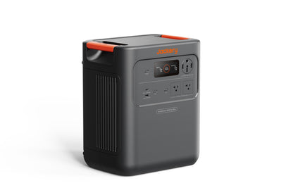 Alternate three-quarter angle view of HomePower 3600 Pro Max power station on white background