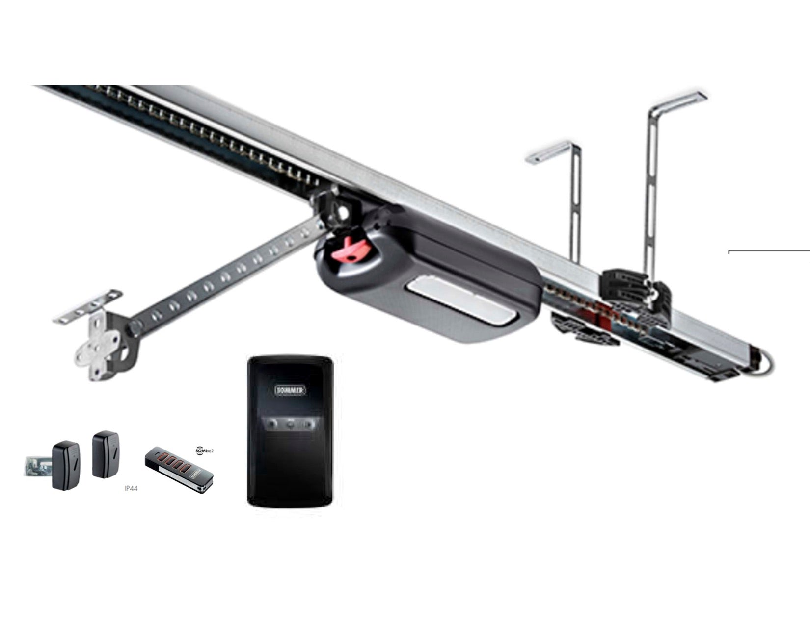 Sommer 2060 pro+ opener with 8 ft rail, remote-mount control housing and remote