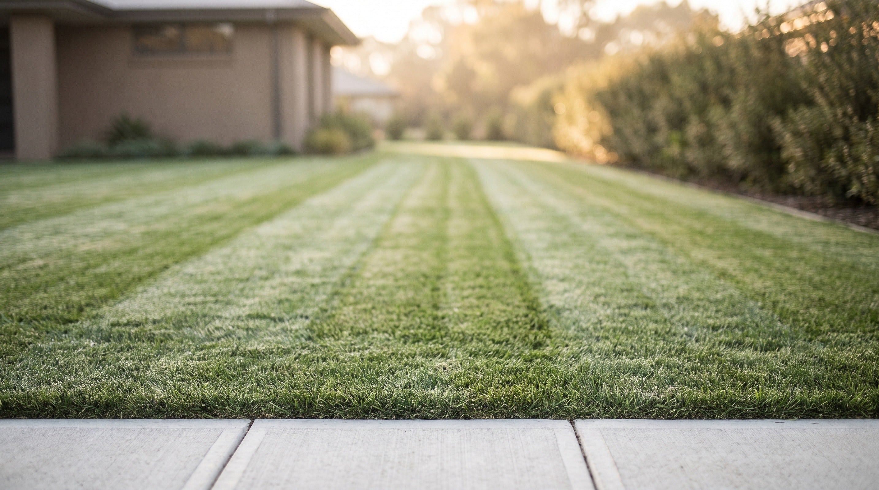 Smart lawn equipment — robotic mower on a residential lawn