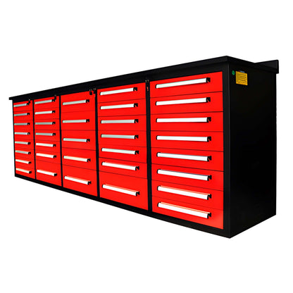 10 ft Steel Workbench Cabinet, 35 Drawer Garage Tool Storage System